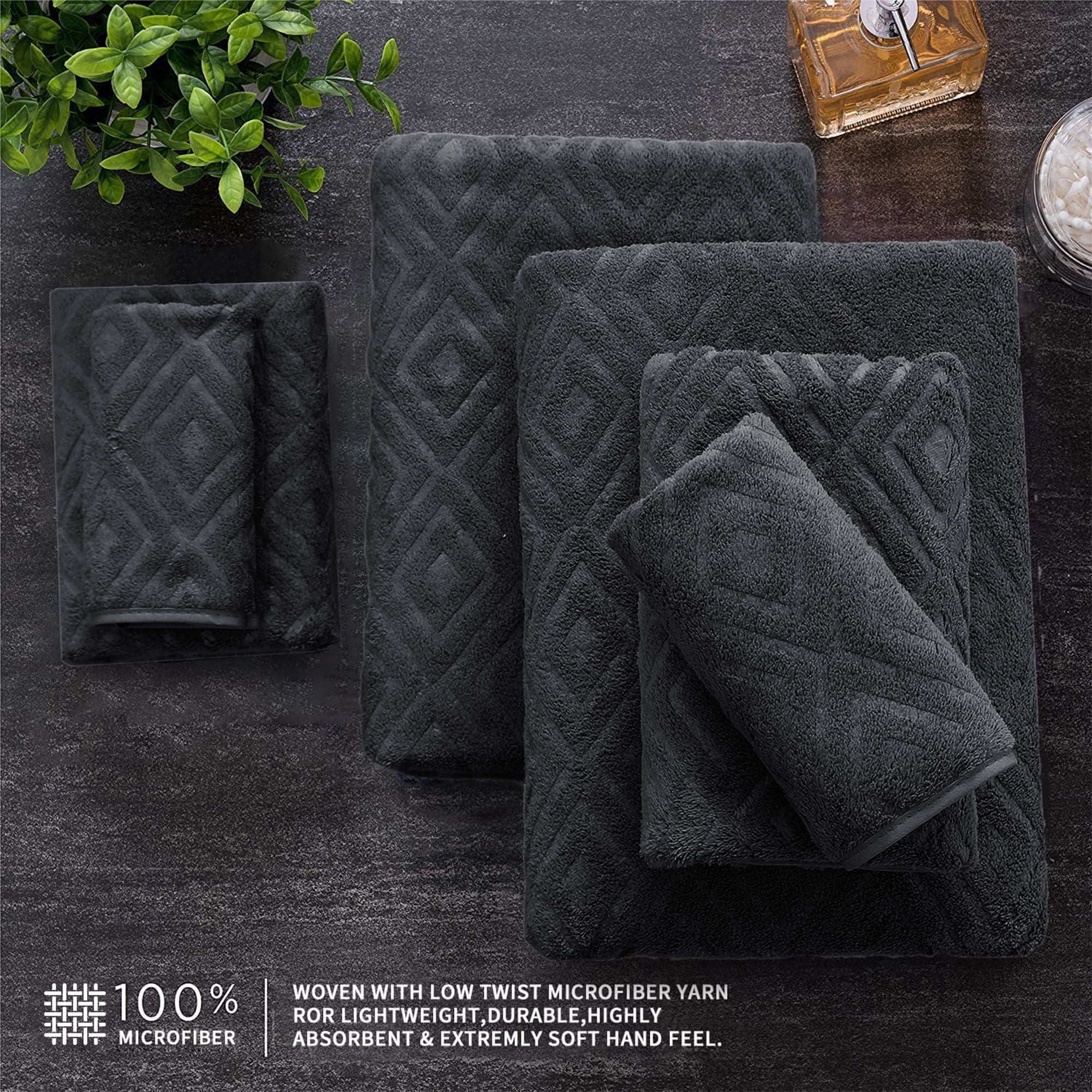 Jessy Home 4 Pack Bath Towels Black Oversized Bath Sheet 35"x70"-600 GSM Soft Extra Large Bath Towel Set