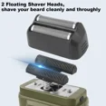 thumbnail image 4 of DEBGFS Men's USB Electric Shaver Trimmer Razor Rechargeable Hair Beard Shaving Machine,Green, 4 of 10