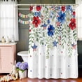 thumbnail image 6 of Patriotic 4th of July Shower Curtain Set with Hooks, Red Blue Floral Memorial Day Waterproof Fabric Bathroom Curtains Decor Home Accessories,66 X 72 Inch Long, 6 of 9