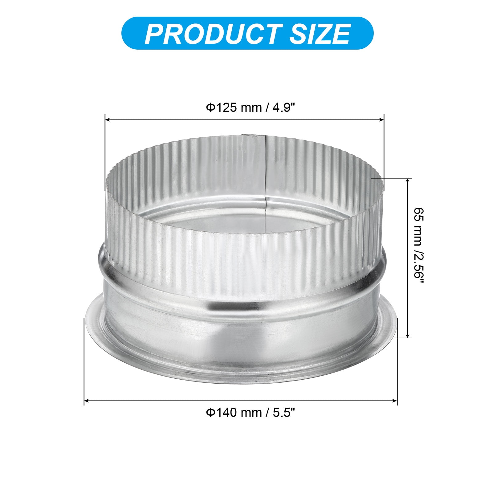 Uxcell 5 inch Duct Collar, 1Pcs Duct Connector Flange Galvanized Iron Tight Vent Air Duct Fitting for Home Office