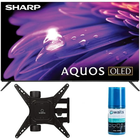 SHARP 4T-C55FS1UR 55 Inch AQUOS OLED 4K Ultra HD with Dolby Audio Roku TV with a Walts TV Medium Full Motion Mount for 32"-65" Compatible TV's and Walts HDTV Screen Cleaner Kit (2024)