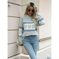 thumbnail image 6 of Women'S Casual Leopard Print Knitted Pullover Sweaters Long Sleeve Crew Neck Jumper Tops Grey L, 6 of 8