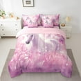 thumbnail image 2 of Horse Bedding Comforter Sets 7-Piece Pink Butterfly Bed in a Bag, Dreaming Pink Pastel Twin Bedding Sets Chic Floral Flower Comforter Set, Magical Unicorn Bedding Sets Room Decor, 2 of 4