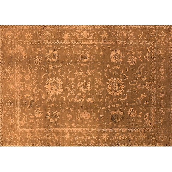 Ahgly Company Indoor Rectangle Oriental Orange Industrial Area Rugs, 7' x 10'