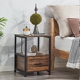 thumbnail image 5 of VECELO Nightstand with Charging Station & 1 Drawers, Modern End Side Table with Open Storage for Bedroom Living Room Office, Brown, 5 of 8