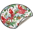 thumbnail image 5 of Winter Flowers Floral Christmas Tree Mats Waterproof Tree Skirt, Autumn Red Birds Xmas Tree Stand Tray Mat Floor Protector Pad for Holiday Party Decoration, 28.3", 5 of 6