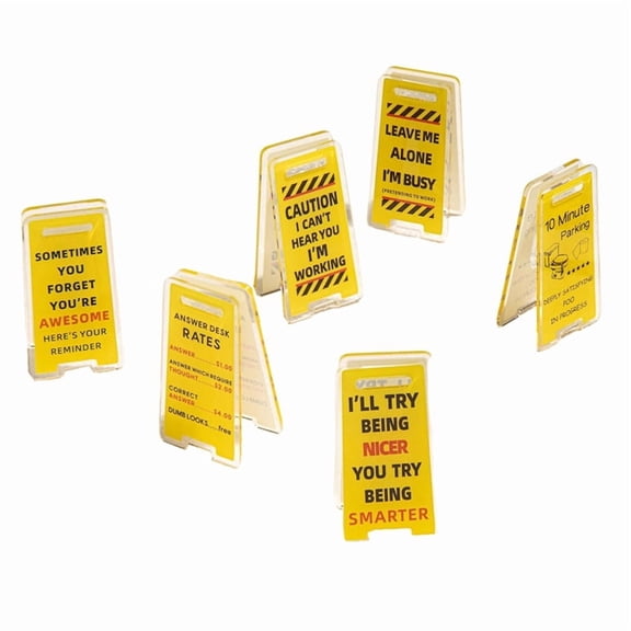 Funny Sticky Note Holder - 6 Pack Note Holder Clips, Overstimulated Desk Sign for , Hilarious Desk Signs