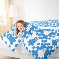 thumbnail image 3 of Manfei Halloween Ghost Queen Bedding 7pcs, Vintage Geometric Checkered Bedding Comforter Set Queen, Blue White,Reversible, 3 of 7