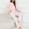 thumbnail image 6 of Loritta Lounge Set Womens 2 Piece Outfits Long Sleeve Round Neck Pajamas Striped Sleepwear Pants for Women S-2XL, 6 of 6