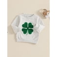 thumbnail image 3 of aturustex Little Girls Boys Irish Day Sweatshirts 3M 6M 12M 18M 2T 3T Toddler Baby Clover Embroidery Pullovers Long Sleeve Hoodies Crew Neck Jumpers I Fashion Casual Cute Spring Fall Clothes, 3 of 7