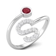 thumbnail image 2 of Capital S Initial Letter Ruby Glass Filled Women Ring Adjustable Front Open Ring 925 Sterling Silver, 2 of 3