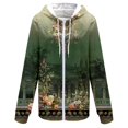 thumbnail image 4 of Baqcunre Hoodies For Women Autumn And Winter Warm Colorful Retro Flower Print Pocket Drawstring Hooded Jacket Zipper Ladies Hooded Sweatshirt Womens Jacket Womens Fall Tops AO XXL, 4 of 4