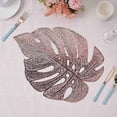 thumbnail image 4 of BalsaCircle 6 Metallic Rose Gold 18" Monstera Tropical Leaf Design Vinyl PLacemats Wedding Party, 4 of 8