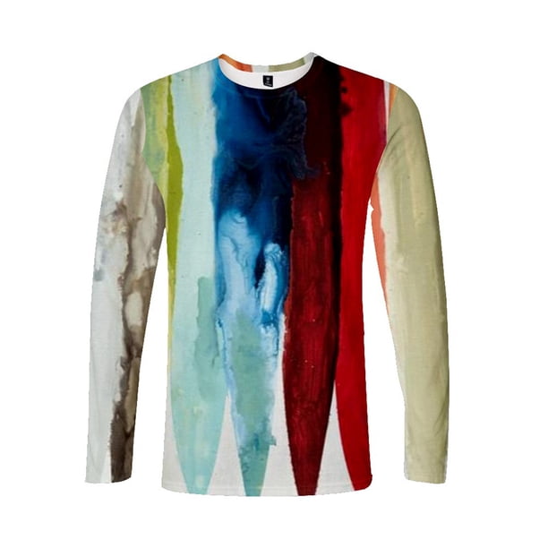 Tie-dye Impresión creativa 3D Impresión digital Tendencia casual Hombre 3D Camiseta de manga larga Pompotops oipoqjl8446