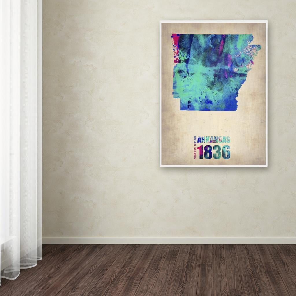 Trademark Fine Art "Arkansas Watercolor Map" Canvas Art by Naxart