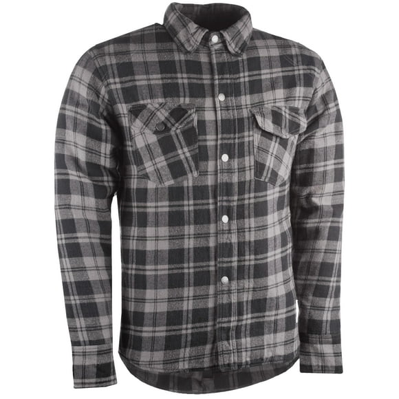 HIGHWAY 21 Marksman Flannel Shirt, Plaid, Button-Down Motorcycle Jacket for Men, Protective Woven Cotton Fabric