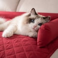 thumbnail image 4 of Couch Covers for Dogs and Cats, Fuzzy Dog Sofa Bed with Cream Square Plaid, Plush Pet Couch Cover Bed, Thickened Quilted Furniture Protector Mat for Large Medium Pets(29.5"*47",Red), 4 of 6