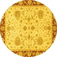 thumbnail image 1 of Ahgly Company Indoor Round Oriental Yellow Traditional Area Rugs, 4' Round, 1 of 4