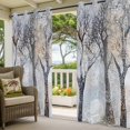 thumbnail image 5 of Outdoor Curtains for Patio Waterproof, Boho Grey Tree Windproof Pravicy Outside Porch Blackout Curtain, Vintage Watercolor Trunk Branch Sun Blocking Grommets Curtains for Cabana 2 Panels 54"x108", 5 of 9