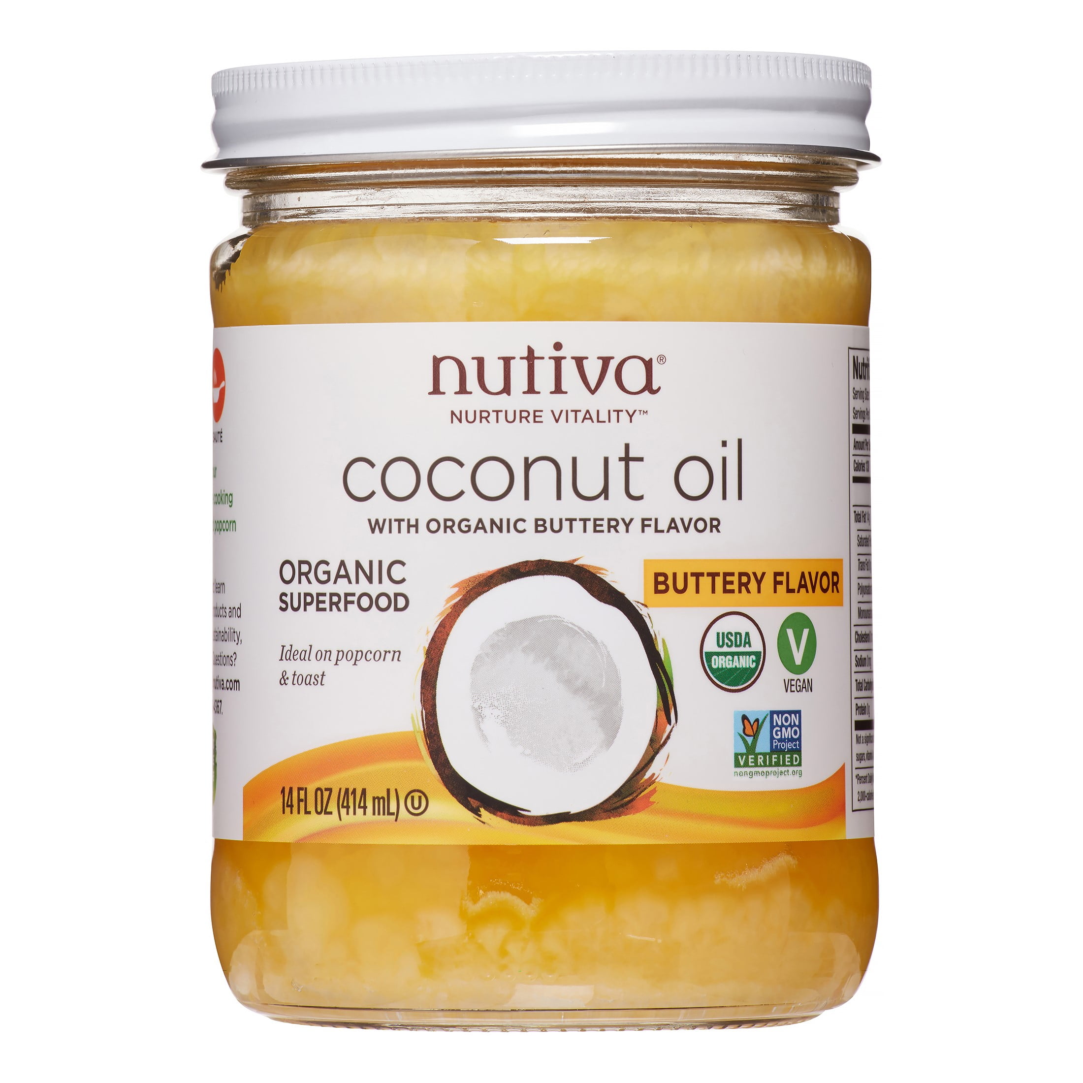 Nutiva Organic Coconut Oil, Buttery Flavor, 14 Fl Oz