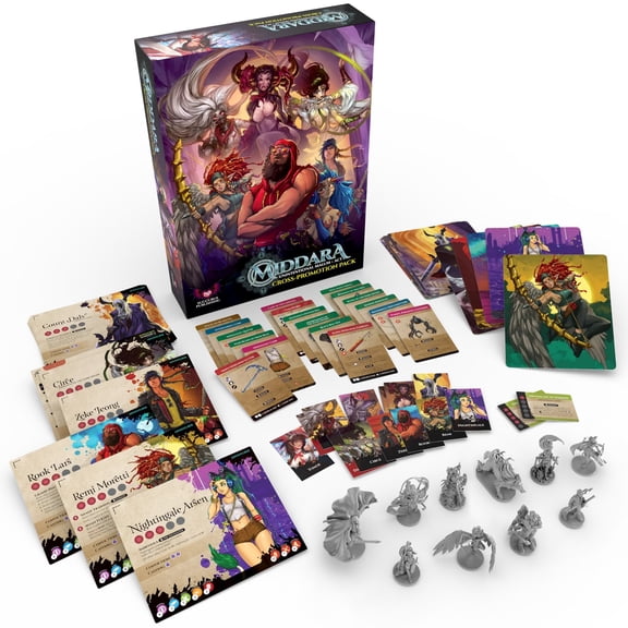 Middara: Cross-Promotion Pack - Expansion, 10 New Plastic Miniatures & Cards, Character Alts, RPG Upgrade Components, Dungeon Crawler Roleplaying Game