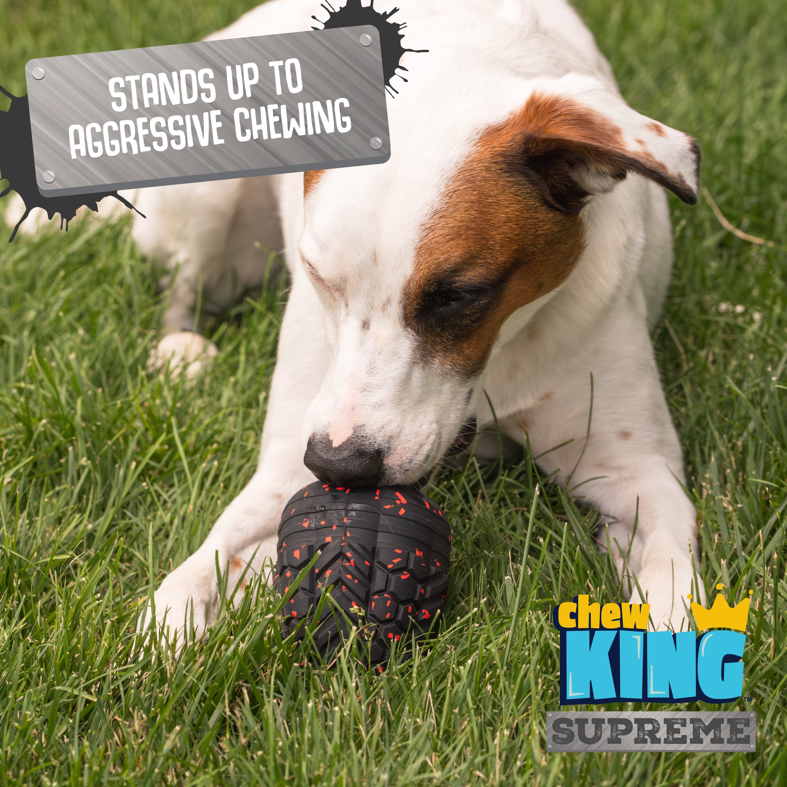 Chew King By Mammoth Supreme Dog Toy Collection, Durable All-Natural Rubber Supreme Treater, XL
