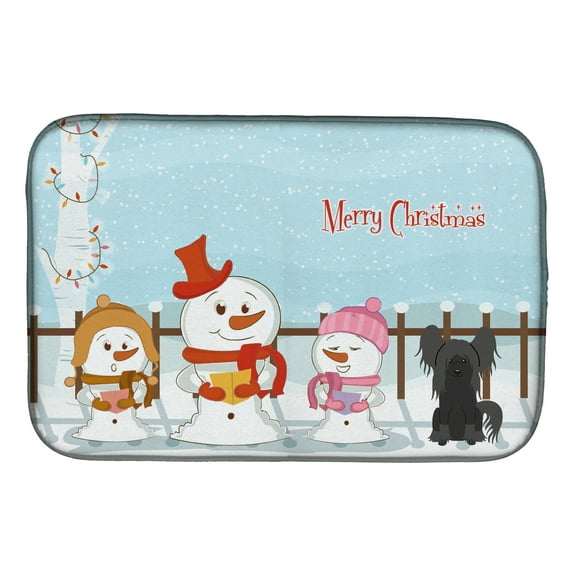 Caroline's Treasures Merry Christmas Carolers Chinese Crested Black Dish Drying Mat