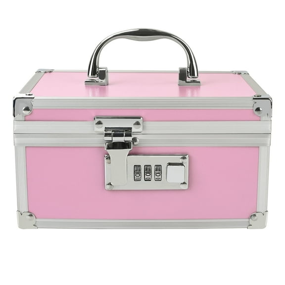 Medication Lock Box Aluminium Alloy Medicine Key Lock Box for Home and Travel Medicine Lock Box,First Aid Safe Medication Storage Box,7.66''x 5.12''x 4.13'' (Pink) ﻿