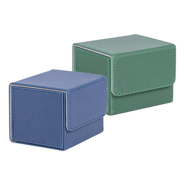 Caja para mazos de colección de 2 piezas, almacenamiento de cartas de juego, protector de juegos de cartas deportivas, Verde y azul