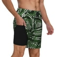 thumbnail image 2 of Naloa Green Snakeskin Print Men Swim Trunks with Compression Liner ,Board Shorts,Men's Swim Shorts with Drawstring and Elastic Waistband-Large, 2 of 6