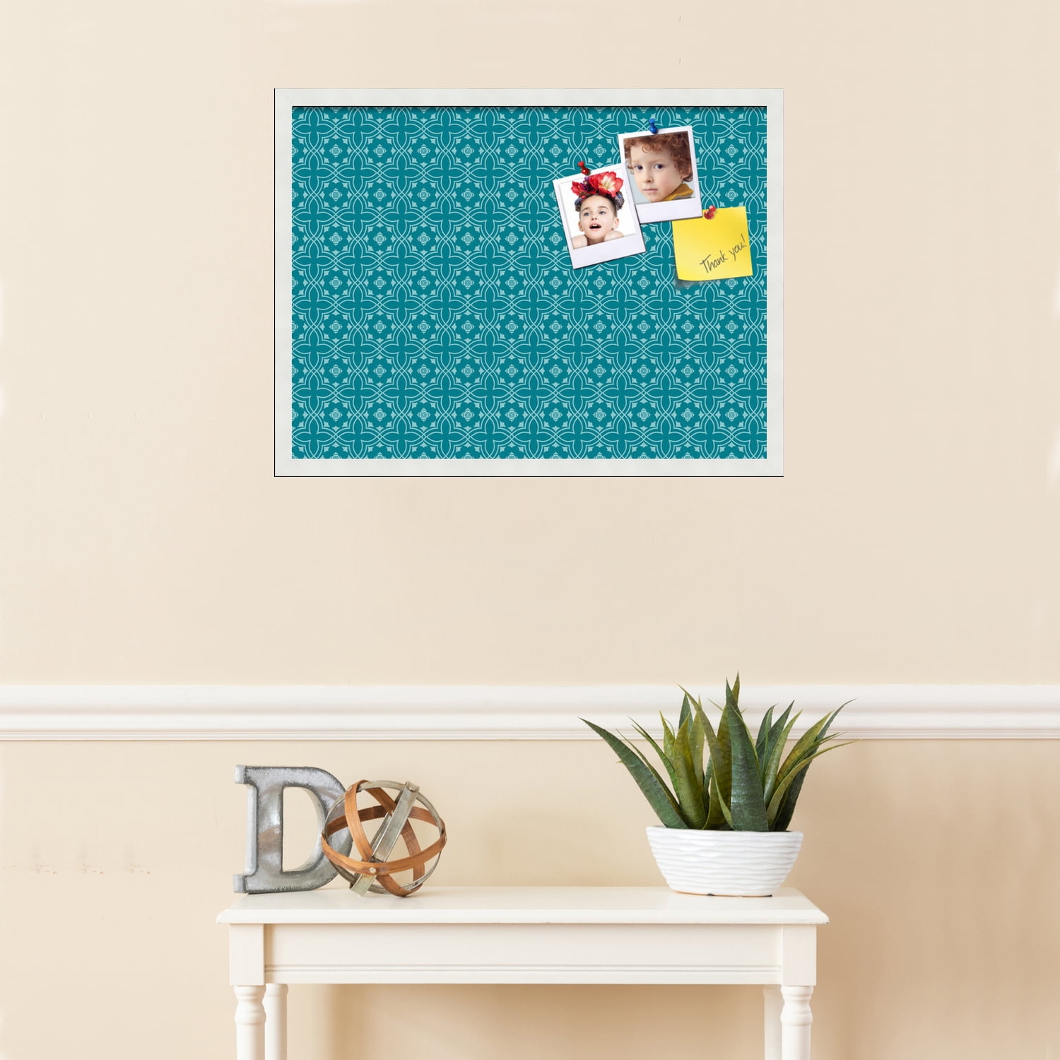 PinPix ArtToFrames 25x18 Custom Cork Bulletin Board    Poster Board Has a Fabric Style Canvas Finish, Framed in Satin White Frame (PinPix-596)
