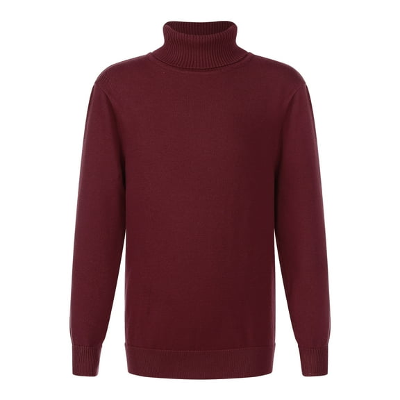 inhzoy Kids Boys Turtleneck Knitted Pullover Thermal Tops Long Sleeve Sweatshirt Jumper Burgundy 9-10
