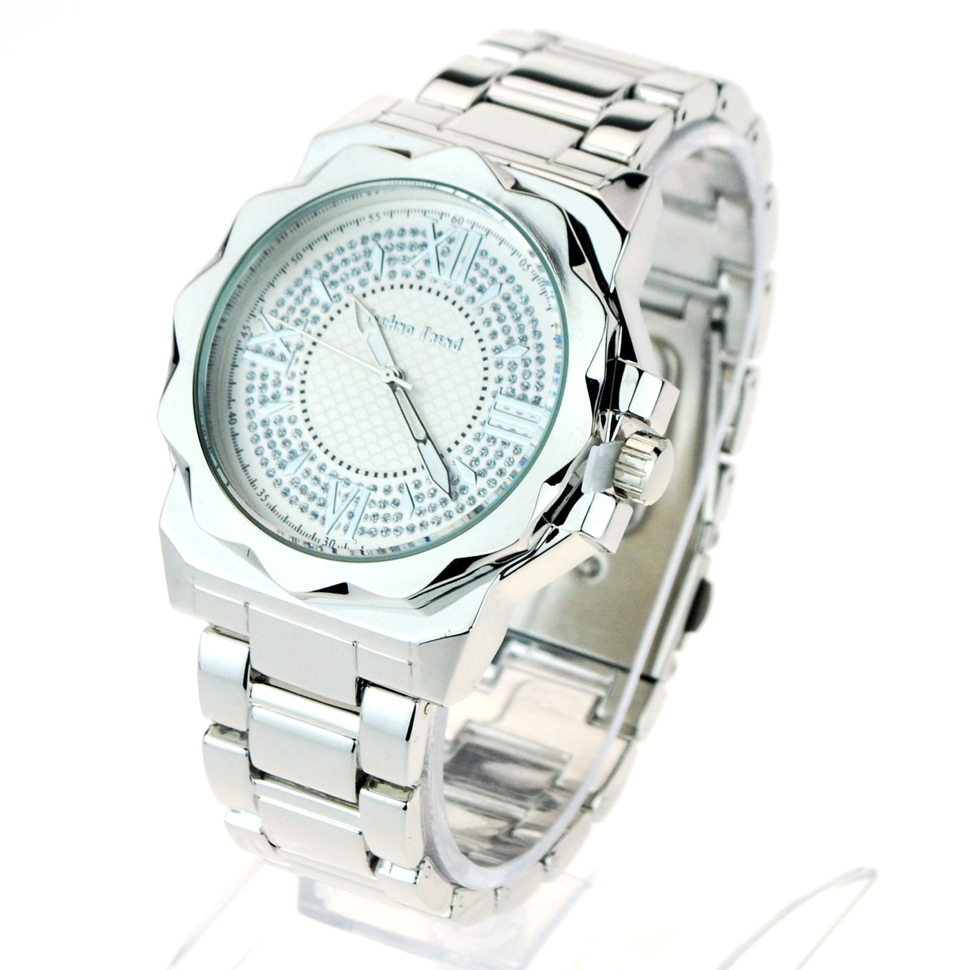 Mens Bling Luxury Baller Metal Band Fashion Wrist Watch Silver Mens Bling Luxury Baller Metal Band Fashion Wrist Watch Silver