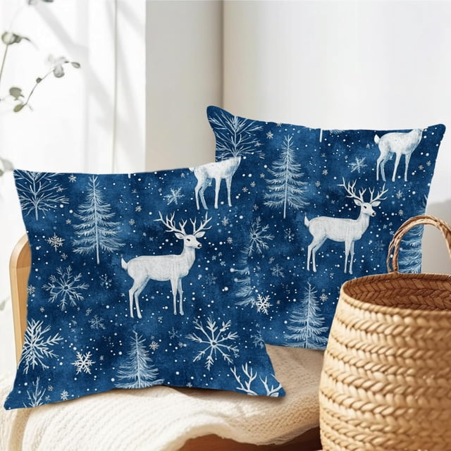 Funda de Almohada Navideña de Lino con Muñeco de Nieve de 45X45 Cm | Funda de Cojín de Invierno | Decoración Multicolor para Sofá o Cama | 1 Unidad