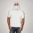 thumbnail image 3 of S-5X Plus Size Mens Big & Tall Hoodies with Mask Short Sleeve Sun Protection T-Shirts Solid Color Pullover Cooling Athletic Hiking Tees Tops, 3 of 8