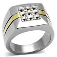thumbnail image 1 of Men Two-Tone IP Gold Stainless Steel Ring with Top Grade Crystal in Clear - Size 10, 1 of 1