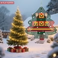 thumbnail image 3 of Stylish Metal Hanging Christmas Tree Wind Spinner - Vibrant Green Outline Festive Wreaths & Bows Perfect for Yard & Garden Decor, 3 of 7