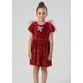thumbnail image 6 of 2Bunnies Girls' Christmas New Year Holiday Party Sequin Dress Feather Puff Sleeve, 6 of 7