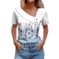 thumbnail image 1 of Birdeem Women Printed Spring/Summer Short Sleeved Shirt Printed Button Casual T-Shirt Top, 1 of 12