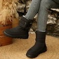 thumbnail image 4 of Black Snow Boots For Women Thickened Fleece Mid Calf Adjustable Straps Waterproof Outer Thick Sole Warm Winter Casual Light Soft Daily Shoes Size 36, 4 of 5
