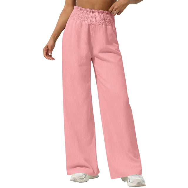 Pantalones largos para niños, de color liso, con cintura elástica y bolsillos laterales, holgados y transpirables, de poliéster.