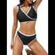 thumbnail image 2 of Traje de Baño Deportivo de Dos Piezas con Tirantes Anchos y Escote en V para Mujer. y Negro XL, 2 of 7
