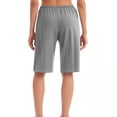 thumbnail image 3 of Daiosportswear Women'S Bermuda Long Cotton Sweat Knit Pull On Walking Lounge with Pocket，Shorts for Women Gray XXXXXL(XXXXXL), 3 of 4