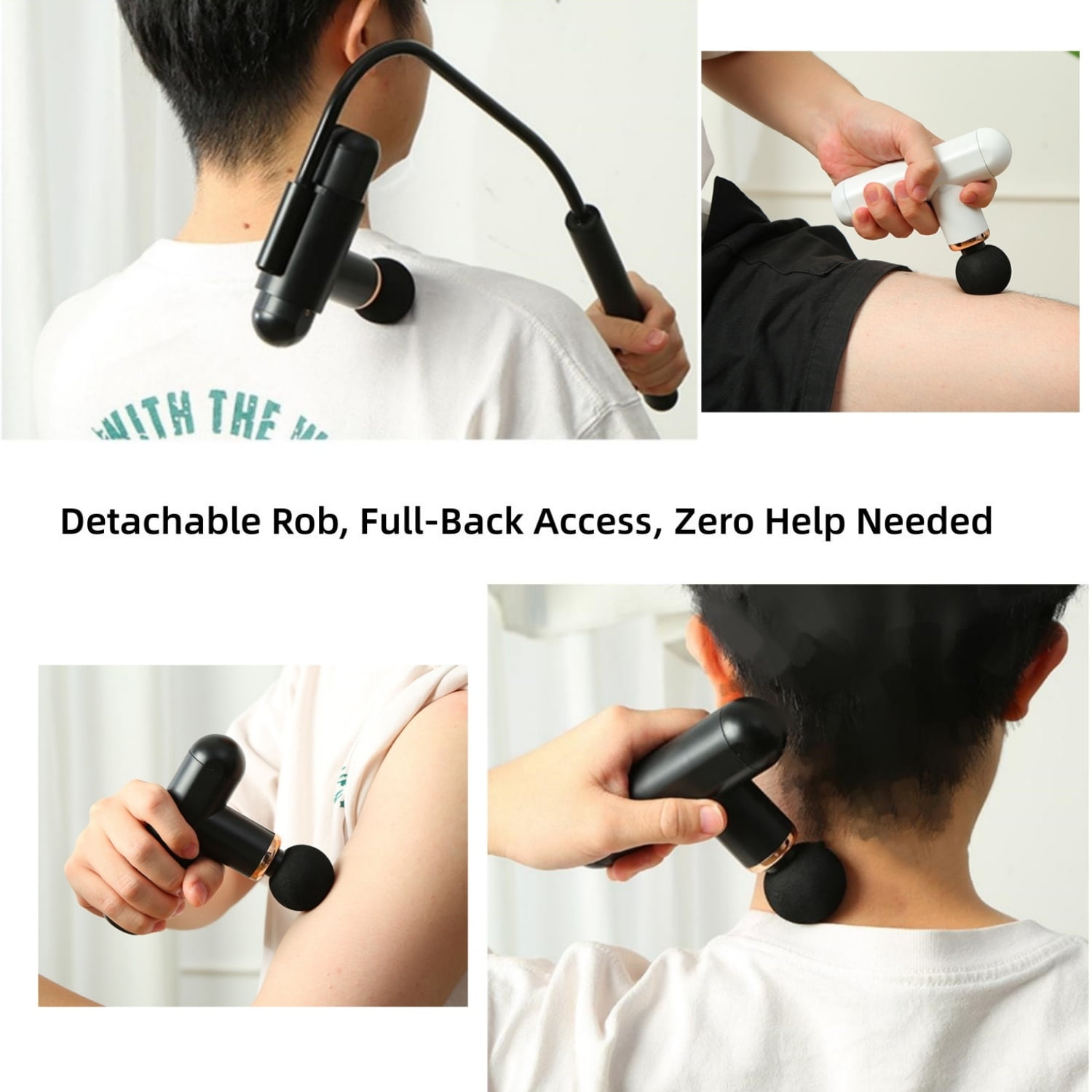 Massage Gun Deep Tissue with Detachable Extension Handle Back Massager Body Fascia Massager for Neck,Shoulder,Thigh,Hips