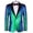 Blue-green, variant on Men's Shiny Sequins Suit Jacket Blazer One Button Banquet Prom Tuxedo New Year Dinner Party Tuxedo Blazer