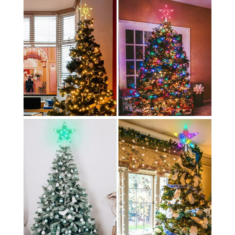 5M/10M Christmas Tree Topper Lighted - Smart App Remote Control LED Color  Changing Star Tree Toppers Sync with Music, Dimmable, Timer, USB Plug in  Topper for Xmas Party Holiday Decorations 