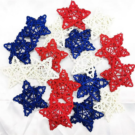 Star Rattan Decoration,Star Shaped Rattan Balls for Home Decor and Holiday Decoration,Topboutique Vase Bowl Filler Ornament for DIY Craft,18Pcs,Multi-Color,2.36''