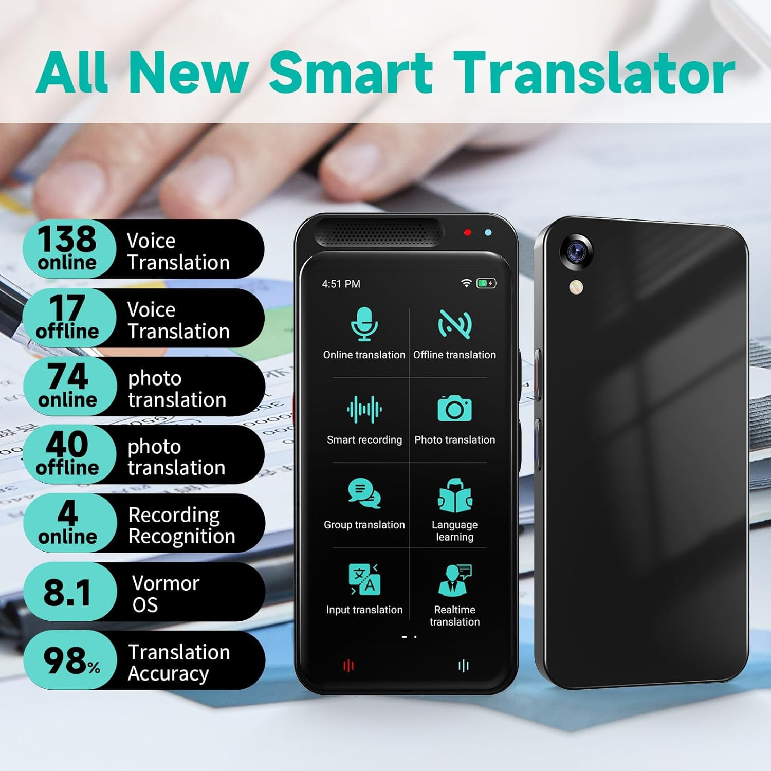 AI Voice Recorder, Digital Voice Recorder with Transcription & Summarize & Translation, 80GB Voice to Text Meeting Recorder and Transcriber, Support 143 Languages, AI Recorder Device for Lectures