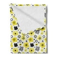 thumbnail image 2 of Floral Soft Flannel Fleece Throw Blanket, Bicolour Spring Pattern with Abstract Flowers, Cozy Plush for Indoor and Outdoor Use, 50" x 60", Yellow Indigo, by Ambesonne, 2 of 5