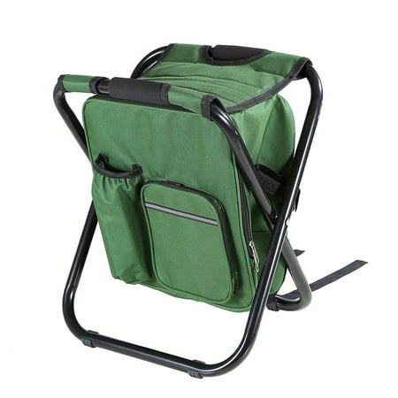 Insulated Cooler Chair (Outdoor Folding Stool Portable Backpack Chair Stool with Insulated Cooler Bag for Camping Fishing Hiking)
